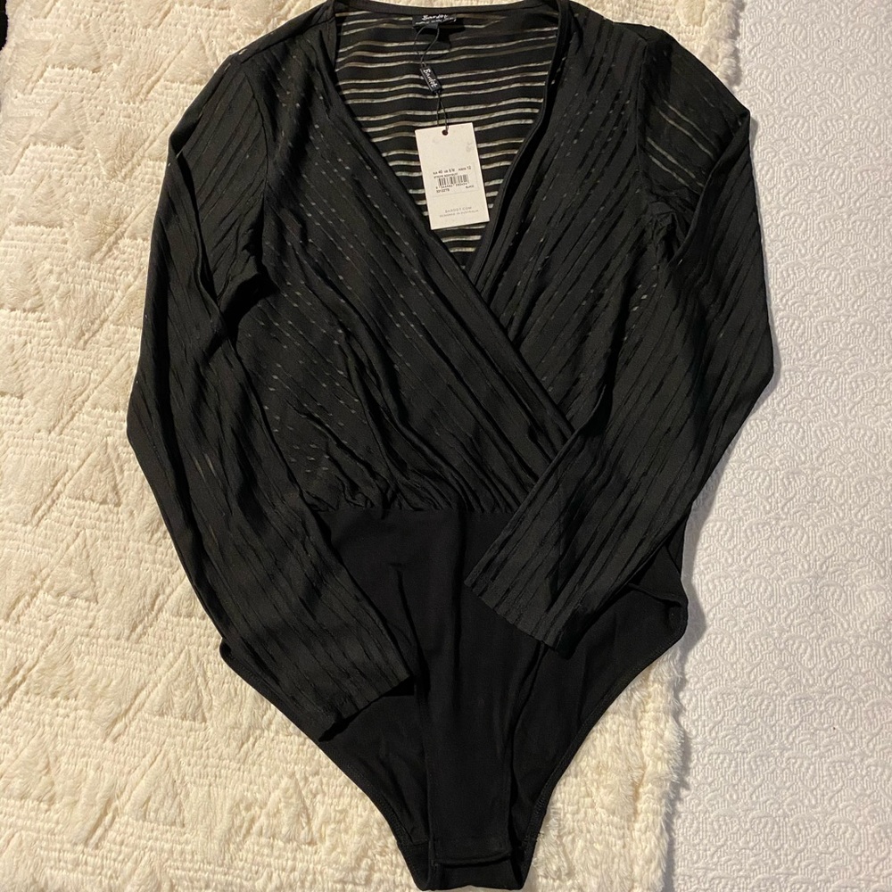 Bardot Black Striped Wrap Top